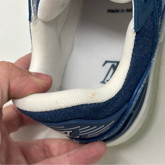 LOUIS VUITTON LV TRAINER SNEAKER DENIM BLUE WHITE SIZE 37 - Picture 12 of 14